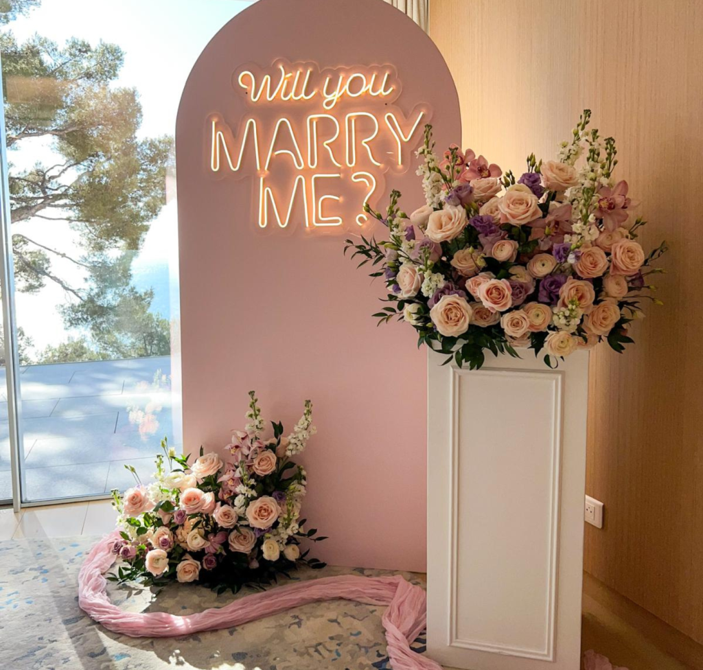 demande en mariage Côte d’Azur décor